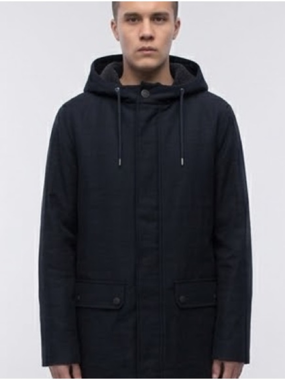 Men's Black Hooded Parka Jacket